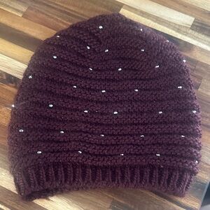 Mossimo Supply Co. Maroon Knit Beanie with Sparkle Accents